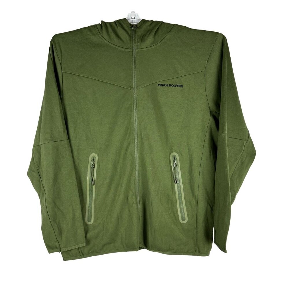 Pink Dolphin Mens Size XXL Olive/Black Zip-Up Hoodie